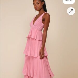 Lulu’s Pink Tiered Dress L *NWT!